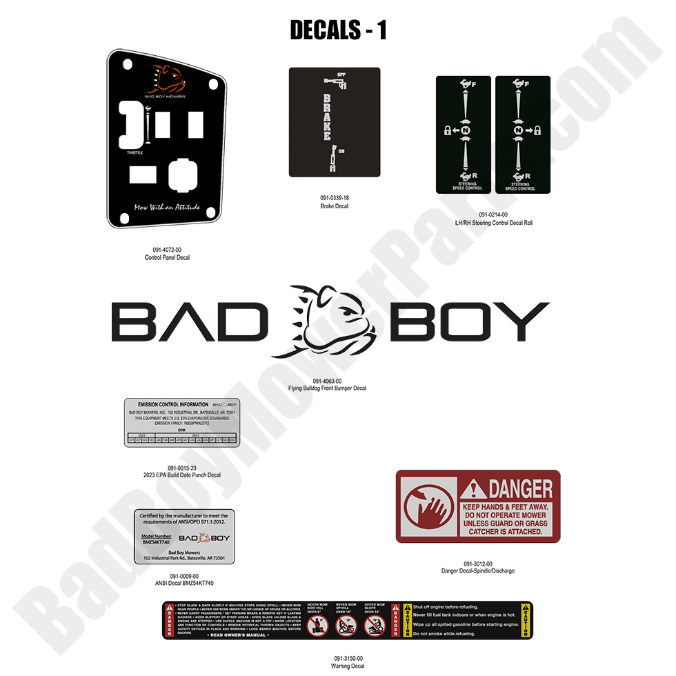 3296 - Bad Boy Mower Parts Lookup > 2023 > MZ Magnum > Decals - 1